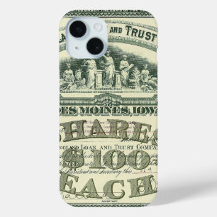 Coque Pour iPhone 15 Certificat de Stock de capital vintage Business Fi