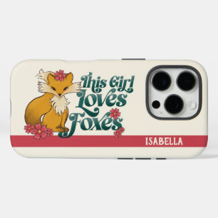 Coques iPhone 16 Pro Cette Fille Aime les Renards avec Fleurs Nom Perso