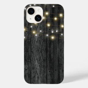 Coque Pour iPhone 14 Chaîne de lumière sur bois noir