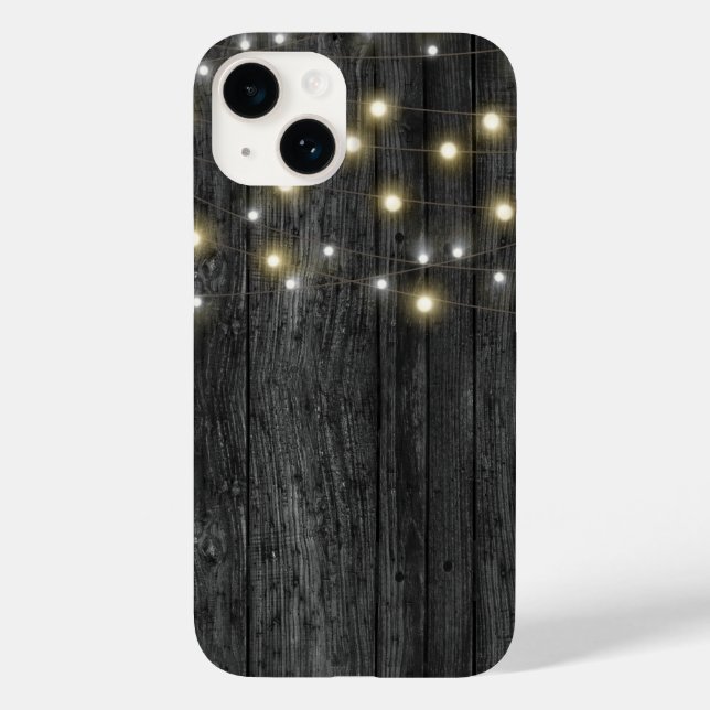 Coques Case-Mate iPhone Chaîne de lumière sur bois noir (Verso)