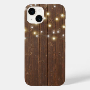 Coque Pour iPhone 14 Chaîne lumineuse sur bois de chêne
