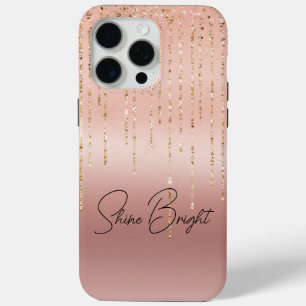 Coque iPhone 15 Pro Max Chaînes de glam or rose