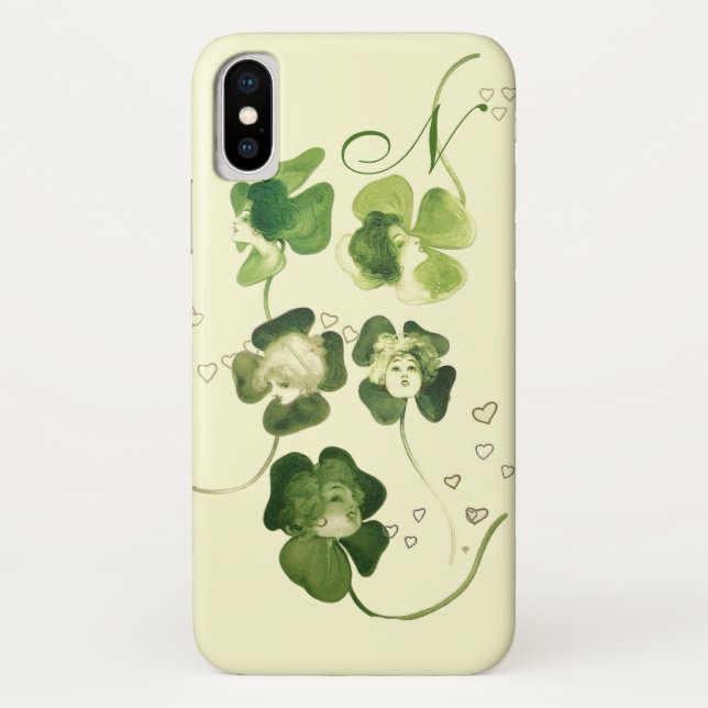 COQUES Case-Mate iPhone CHALEUREUSES SHAMROCKS VERTS AVEC LE MONOGRAM DES  (Dos)