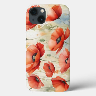 Case-Mate iPhone Case Champ d'aquarelle vibrant de pavots sauvages dans