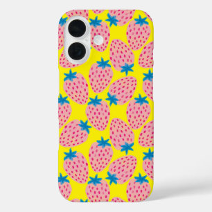 Coques iPhone 16 Champ de fraises jaune
