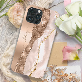 Case-Mate iPhone Case Champagne ivoire Agate et Rose Parties scintillant