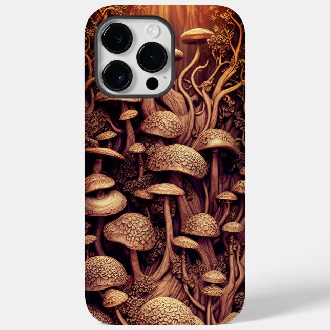 Coques Case-Mate iPhone Champignons 3D Faux Bois sculpté Belle magie (Verso)