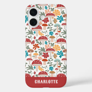 Coques iPhone 16 Champignons et fleurs du milieu du siècle moderne