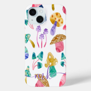 Coque Pour iPhone 15 Champignons mignons à l'aquarelle