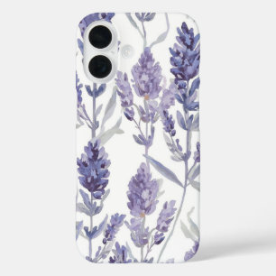 Coques iPhone 16 Champs de Lavande Motif de Fleur Aquarelle Viole