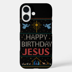 Coques iPhone 16 Chandail de Noël moche - Joyeux anniversaire Jésus