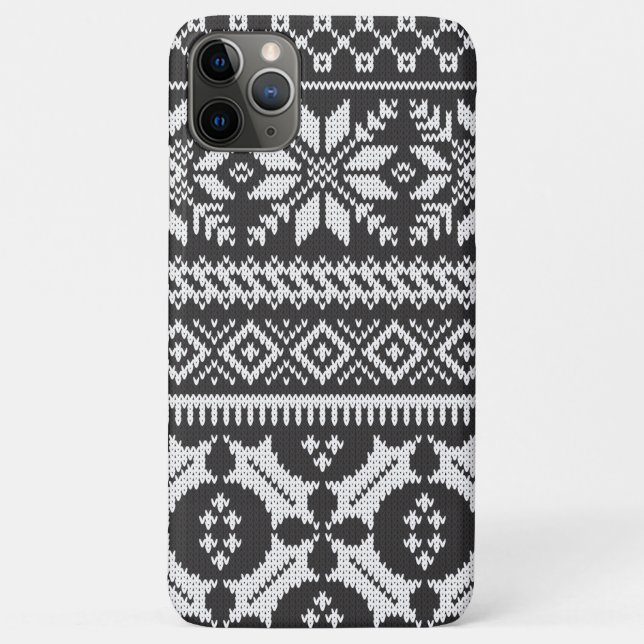 Coques Case-Mate iPhone Chandail en noir et blanc Fair Isle Knit (Dos)