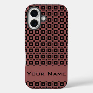 Coques iPhone 16 Changez de couleurs ! Motif funky rétro de carrés 