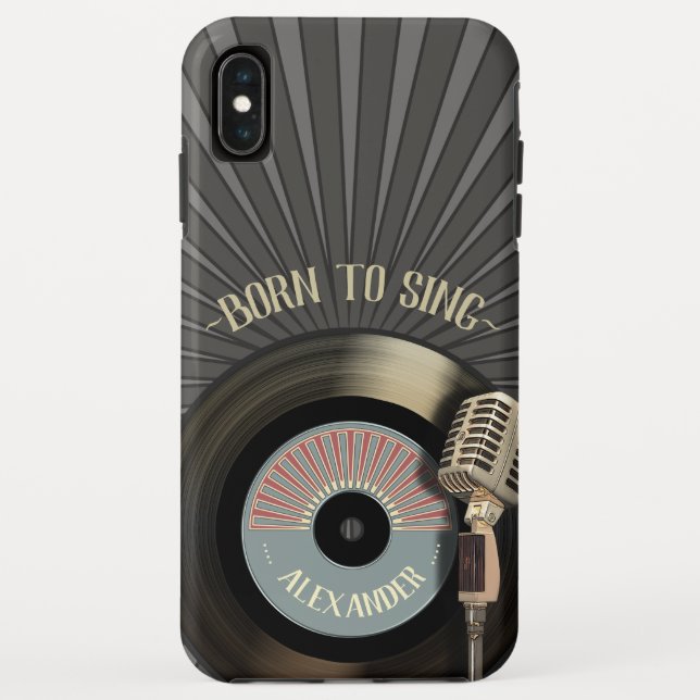 Coques Case-Mate iPhone Chanteurs rétro microphone et vinyle 45 (Dos)