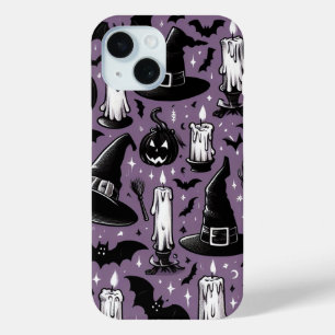 Coque Pour iPhone 15 Chapeaux de sorcière & chauves-souris