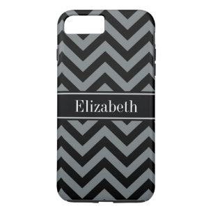 Coque iPhone 8 Plus/7 Plus Charbon noir LG noir Chevron Nom noir Monogramme