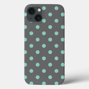 Case-Mate iPhone Case Charcoal Grey et Aqua Pois