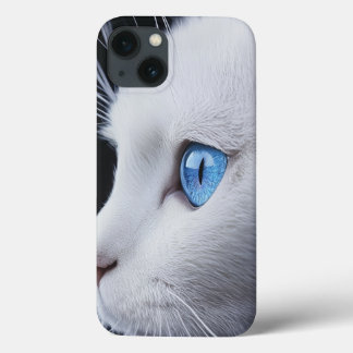Case-Mate iPhone Case Charmant chat blanc avec yeux bleus - iPhone 13 Co