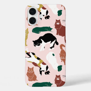 Coques iPhone 16 Plus Charmant chats dessinés à la main sur arrière - pl