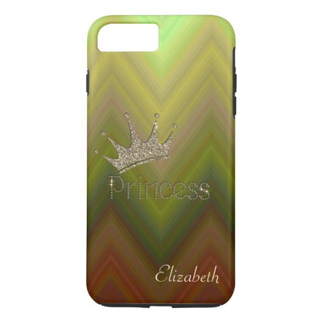 Coques Case-Mate iPhone Charmante Zigzag, Tiara, Princesse, Glitterie Or (Dos)