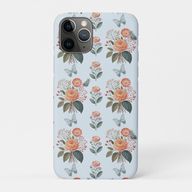 Coques Case-Mate iPhone Charme à fleurs avec ailes de papillon (Dos)
