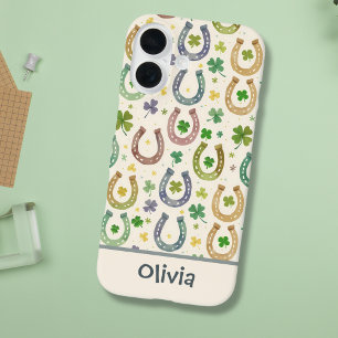 Coques iPhone 16 Charme occidental chanceux – Fer à cheval & Trèfl