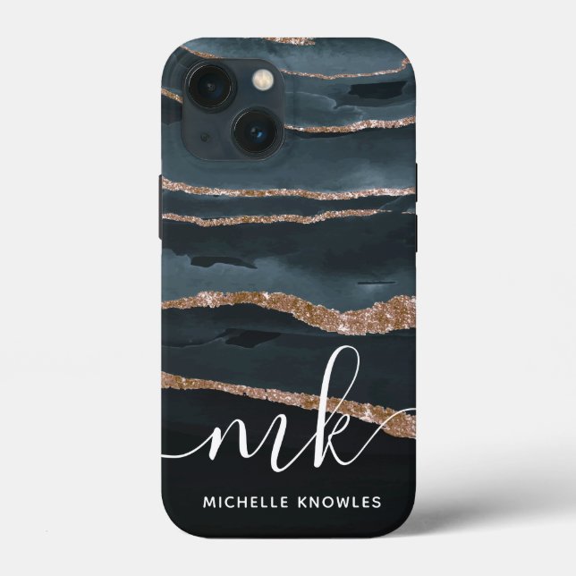 Coques Case-Mate iPhone Chasseur Granite Marbre Or Texture Initiales perso (Verso)
