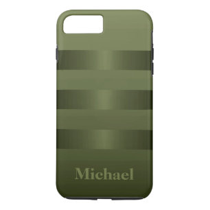 Coque iPhone 7 Plus Chasseur Vert Manly Stripes Monogramme