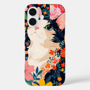 Coques iPhone 16 Chat à écailles florales