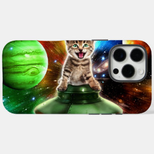 Coques iPhone 16 Pro Max Chat Alien dans la soucoupe de l'ufo