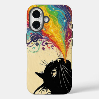 Coques iPhone 16 Chat arc-en-ciel