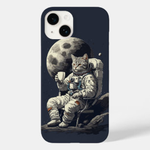 Coque Pour iPhone 14 Chat astronaute buvant une tasse de café