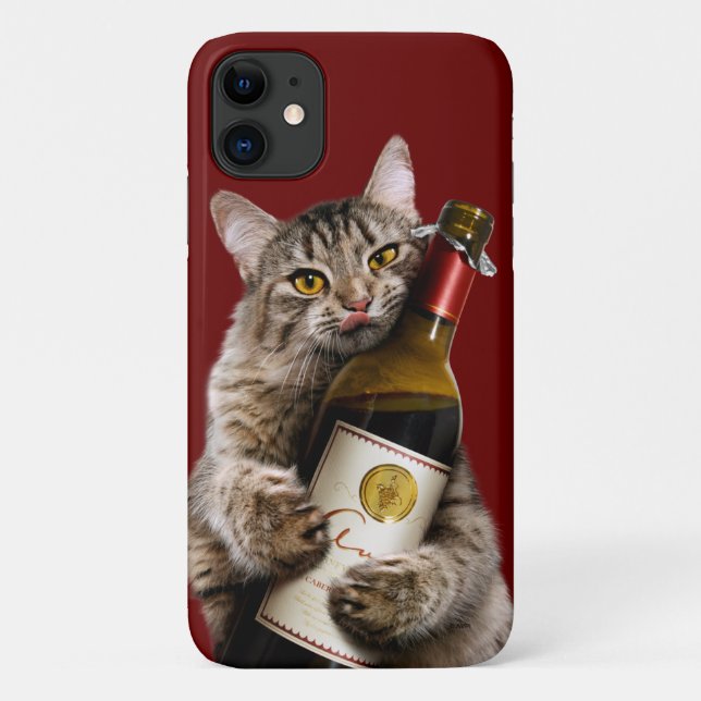 Coques Case-Mate iPhone Chat Avec Bouteille De Vin (Dos)