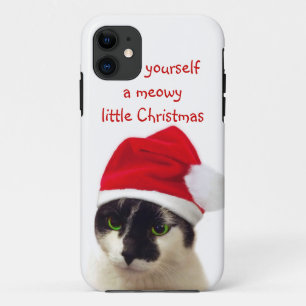 Coque iPhone 11 Chat avec Casquette Père Noël
