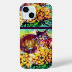 COQUE POUR iPhone 15 CHAT AVEC RIBBON ROUGE ET SOUFFRES