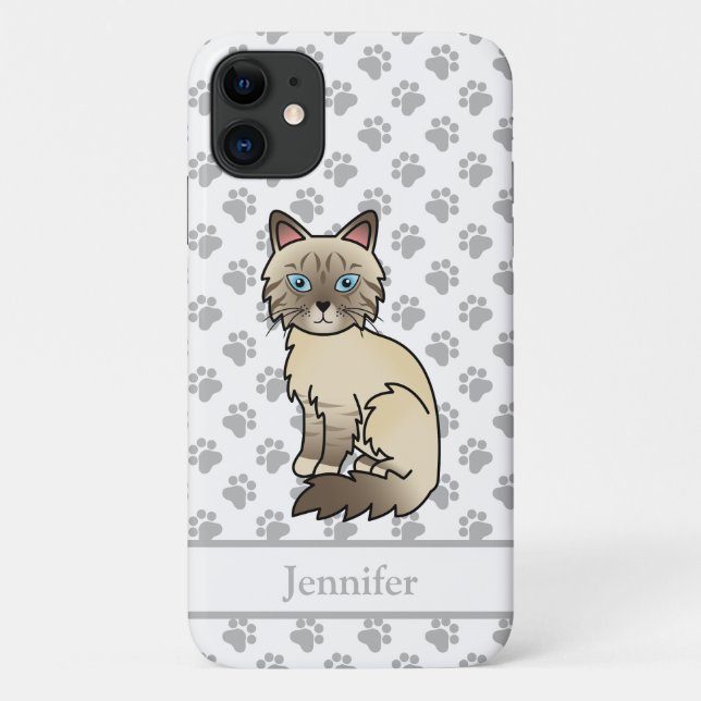 Coques Case-Mate iPhone Chat Birman tabby au point chocolat & nom (Dos)