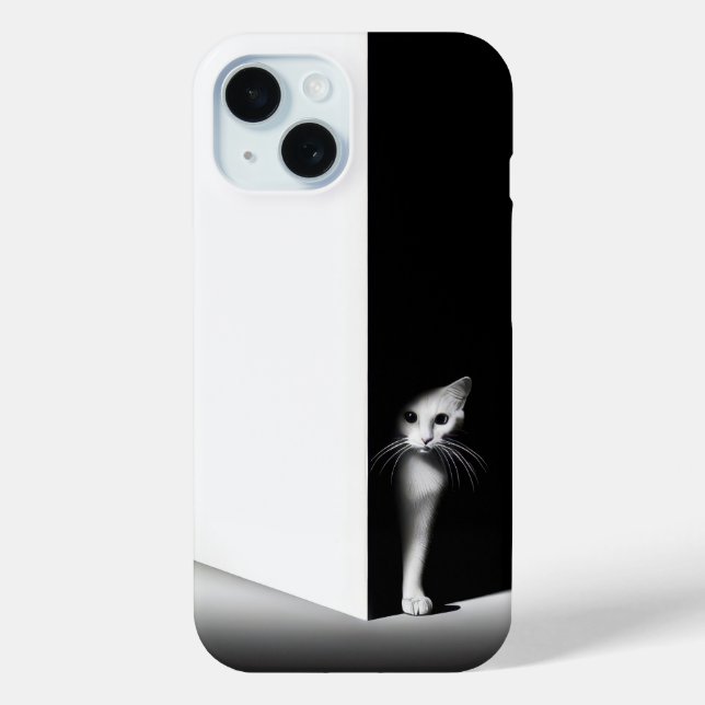 Coques Case-Mate iPhone Chat Blanc Dans Les Ombres Noires (Verso)