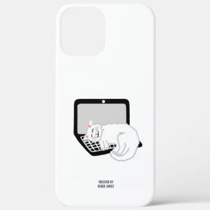 Case-Mate iPhone Case Chat blanc dormant sur l'ordinateur portable iPhon