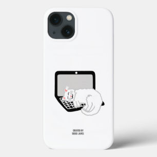 Case-Mate iPhone Case Chat blanc dormant sur ordinateur portable Apple i
