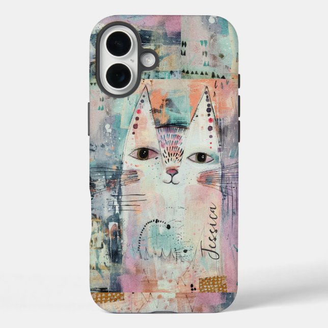 Coques Case-Mate iPhone Chat blanc mignon personnalisé (Verso)