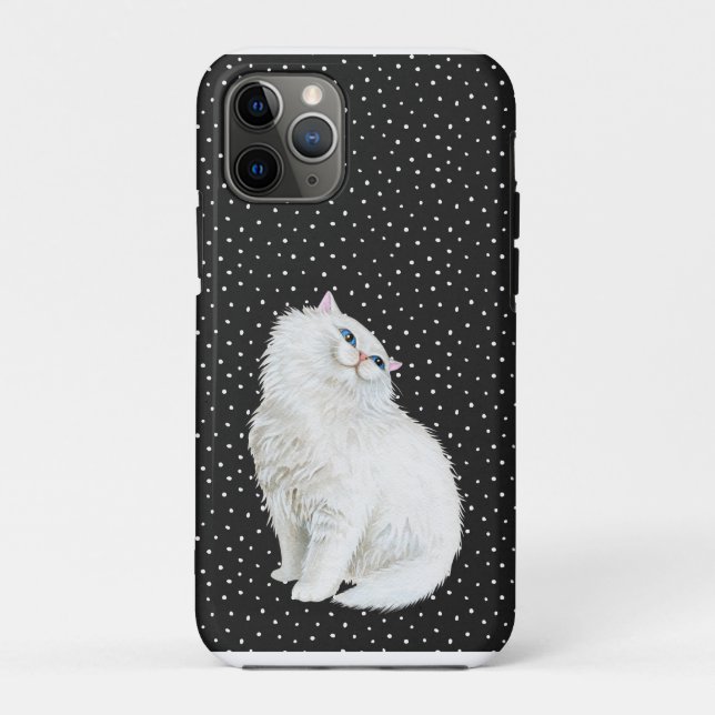 Coques Case-Mate iPhone Chat blanc perse sur noir (Dos)