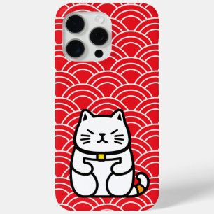 Coque iPhone 15 Pro Max Chat chanceux japonais ou Maneki-Neko
