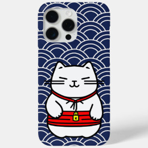Coque iPhone 15 Pro Max Chat chanceux japonais ou Maneki-Neko