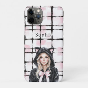 Case-Mate iPhone Case Chat Chien Blond Rayures Carreaux Noir Rose Blanc