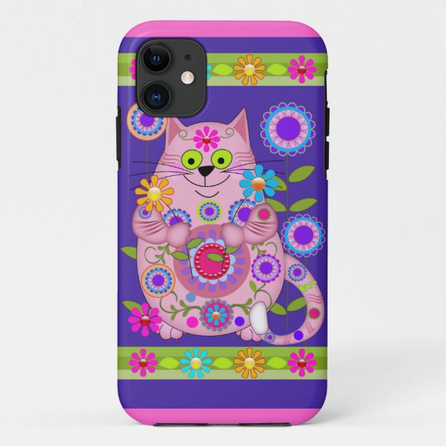 Coques Case-Mate iPhone Chat de flower power (Dos)