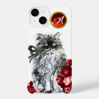 CHAT DE LA CUISINE, CUISINE AVEC ROSES ROUGES MONO