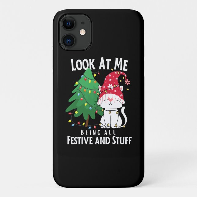 Coques Case-Mate iPhone Chat de Noël drôle (Dos)