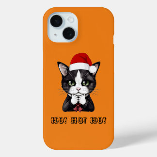 Coque Pour iPhone 15 Chat de Noël sarcastique drôle