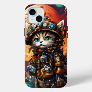 Coque iPhone 15 Mini Chat de Steampunk I