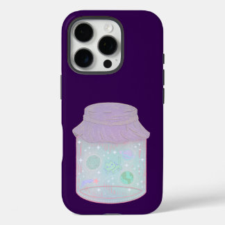 Coques iPhone 16 Pro Chat Galaxie dans un Pot | Art de Chat Kawaii de l